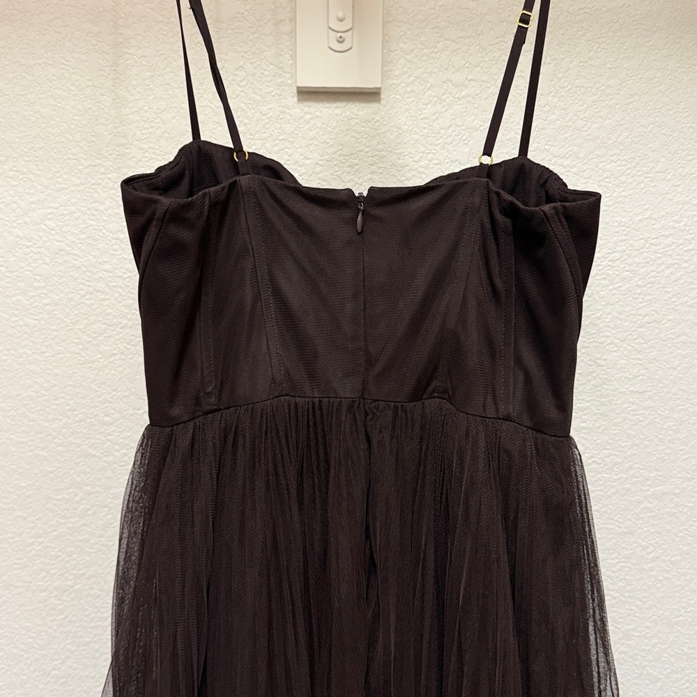 Hutch Amara Chocolate Brown Pleated Midi Dress - Picture 7 of 11